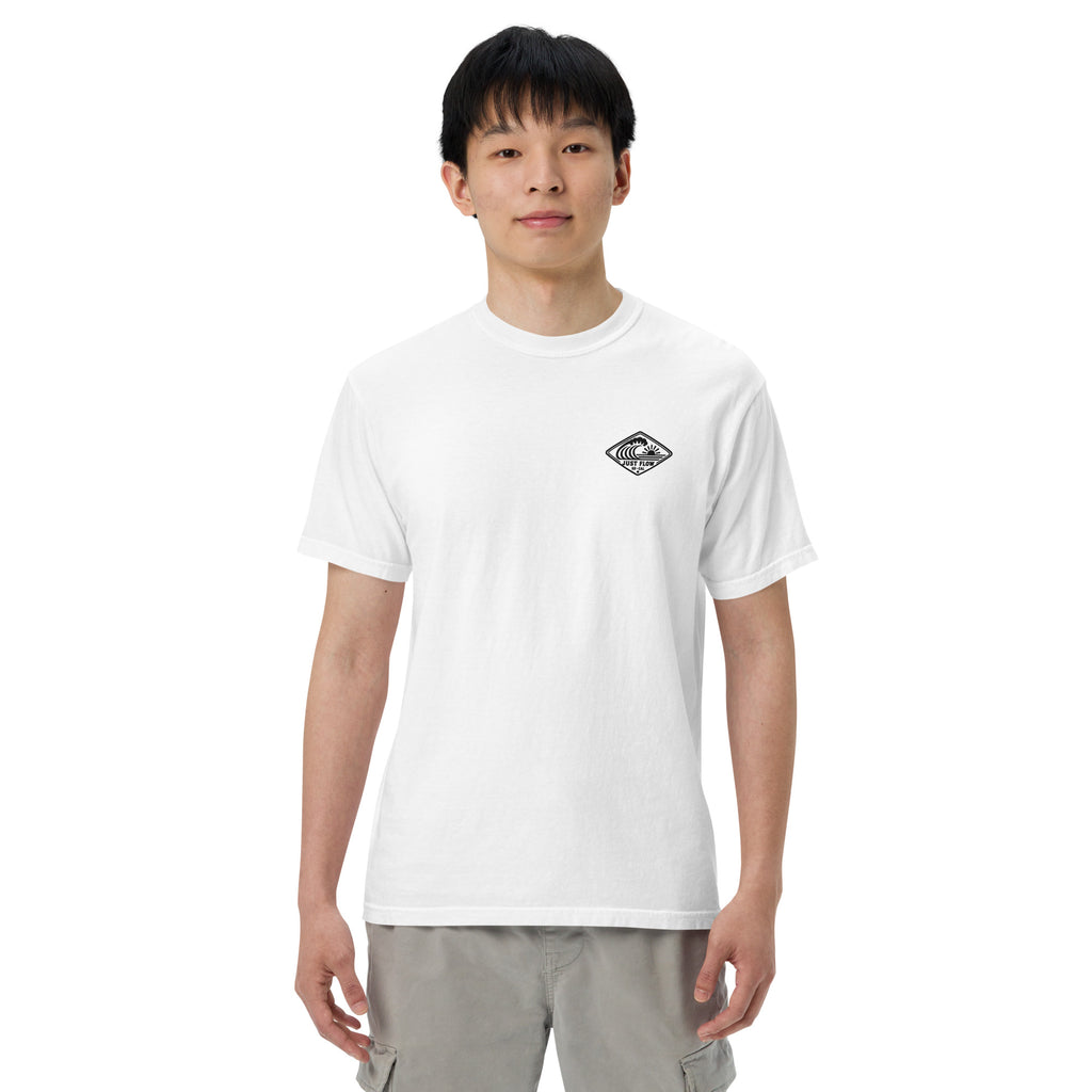 Horizontal Wave Diamond heavyweight tee in White with the black mark, front