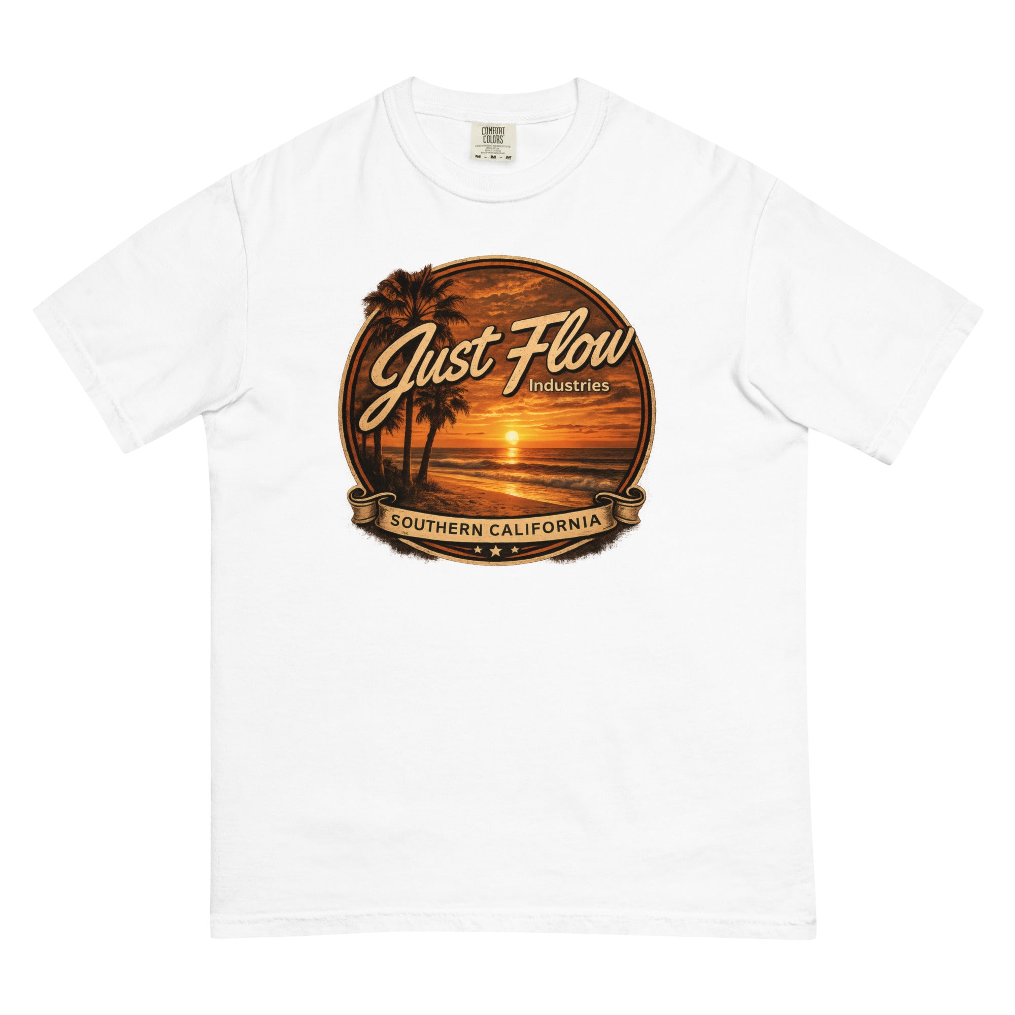 Golden Hour Feature heavyweight tee in White, front badge