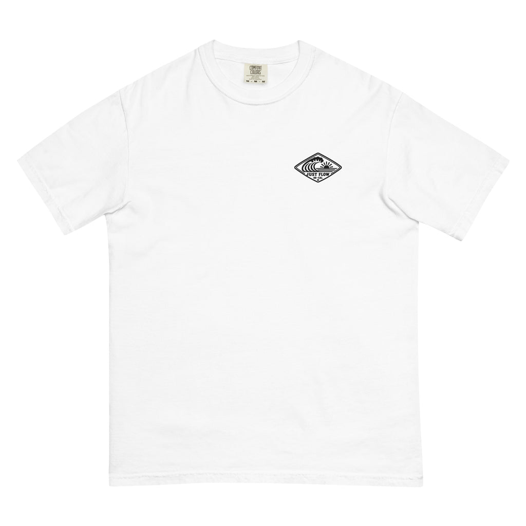 Horizontal Wave Diamond heavyweight tee in White with the black mark, front