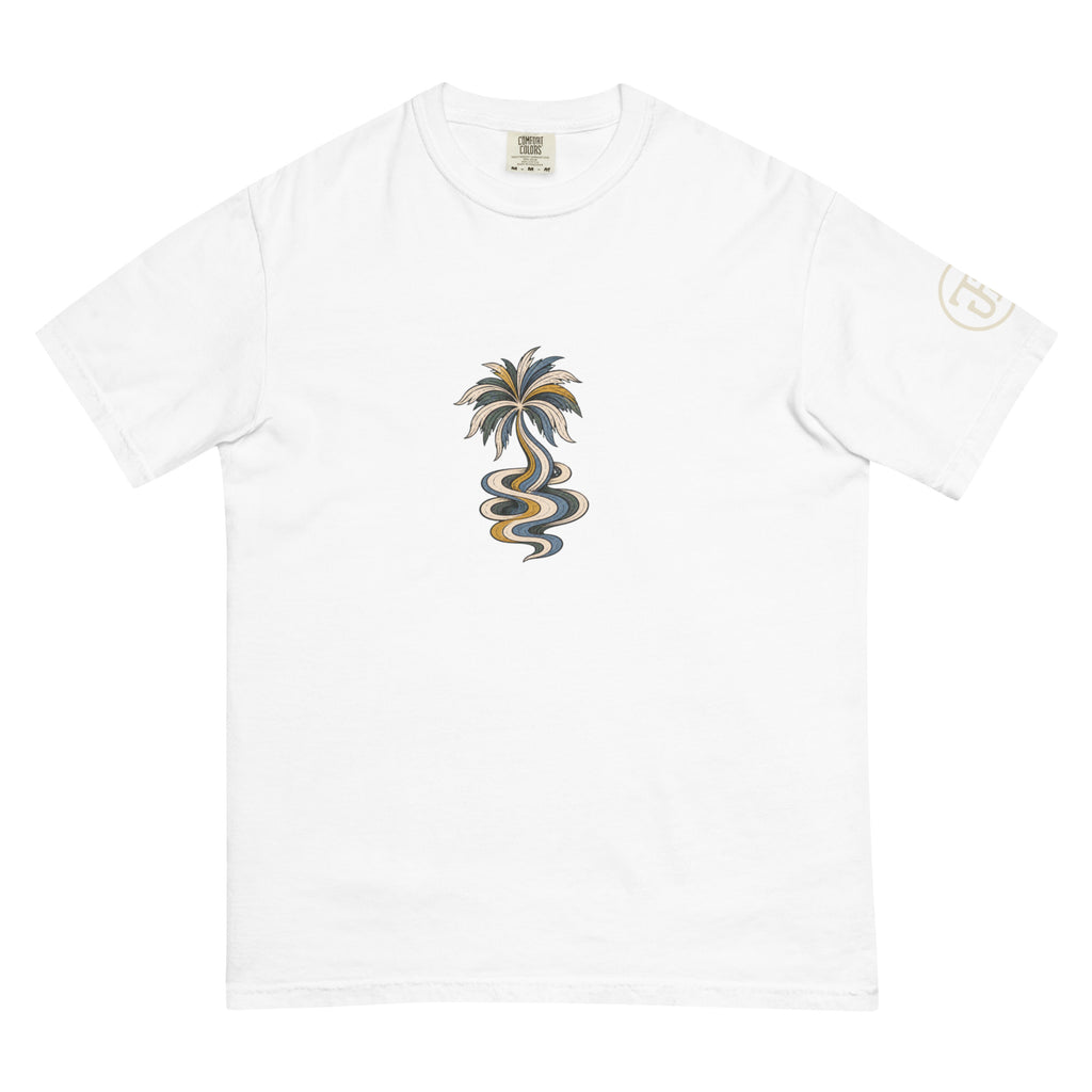Palm Smoke II Heavyweight Tee in White, left sleeve