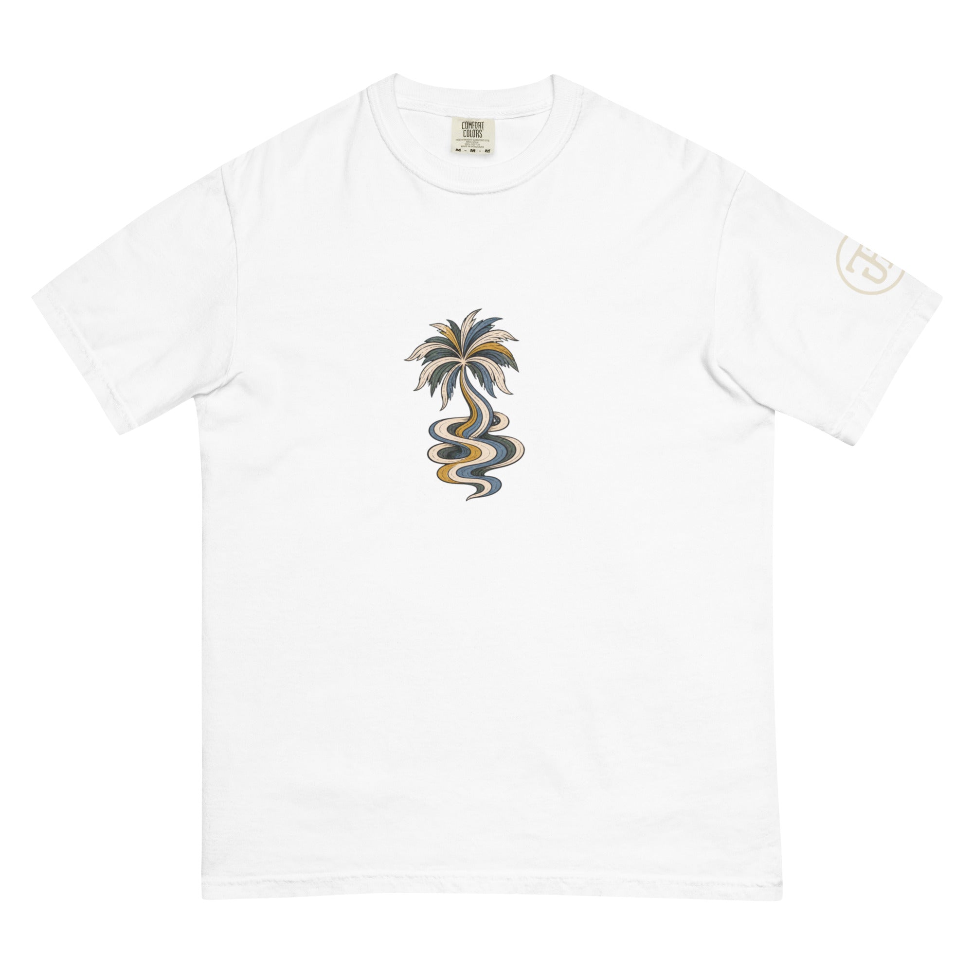 Palm Smoke II Heavyweight Tee in White, left sleeve