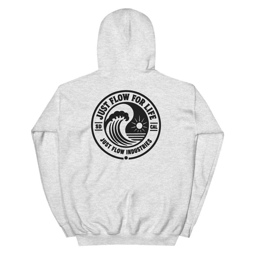 Circular Wave Crest hoodie in Ash with the black crest, back graphic