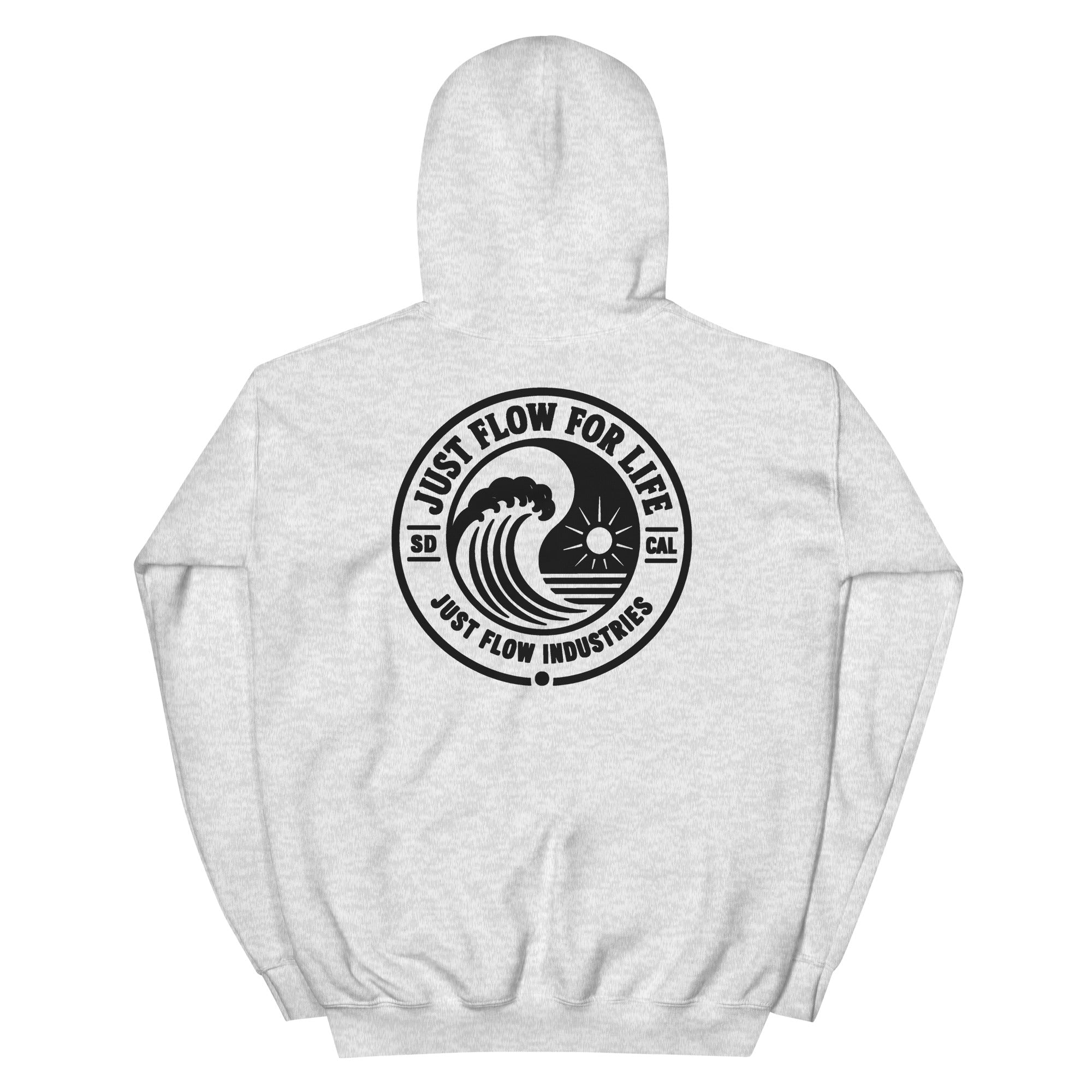 Circular Wave Crest hoodie in Ash with the black crest, back graphic