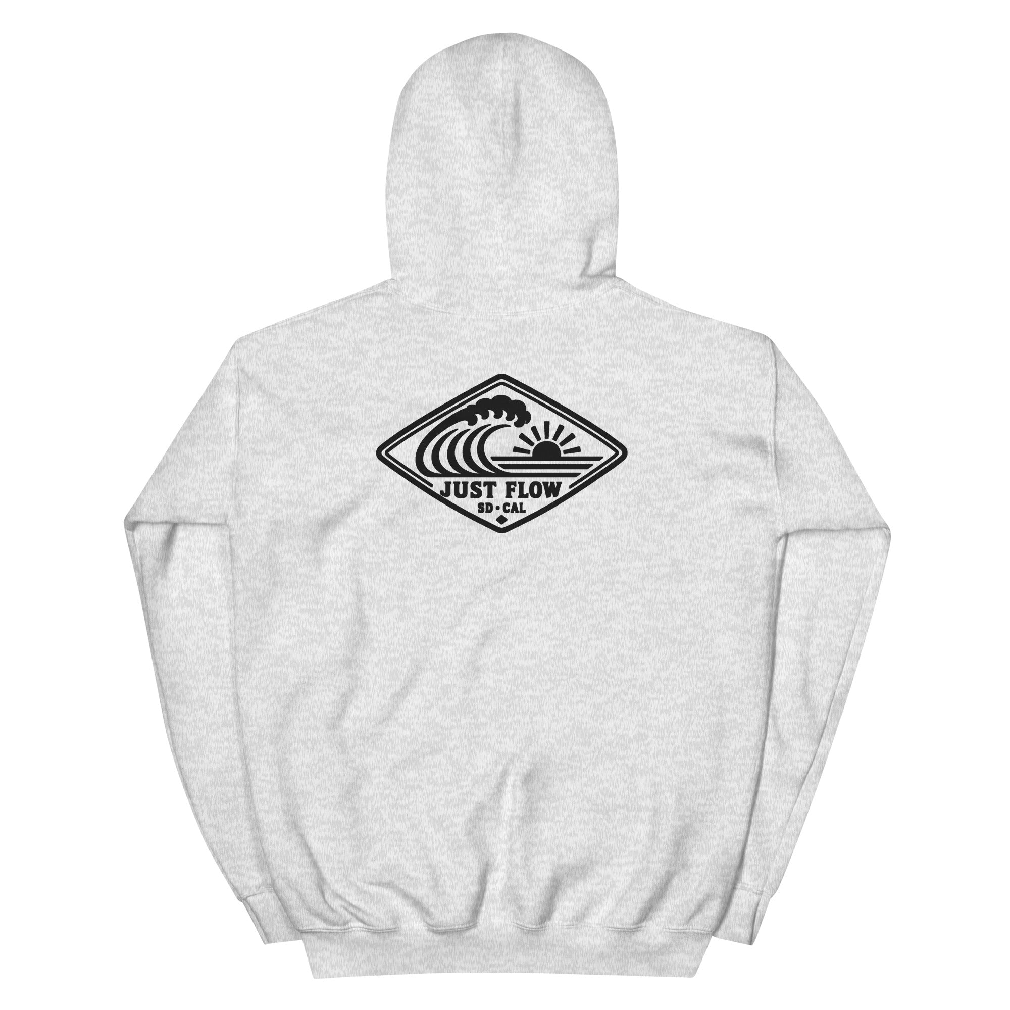 Horizontal Wave Diamond hoodie in Ash with the black mark, back graphic