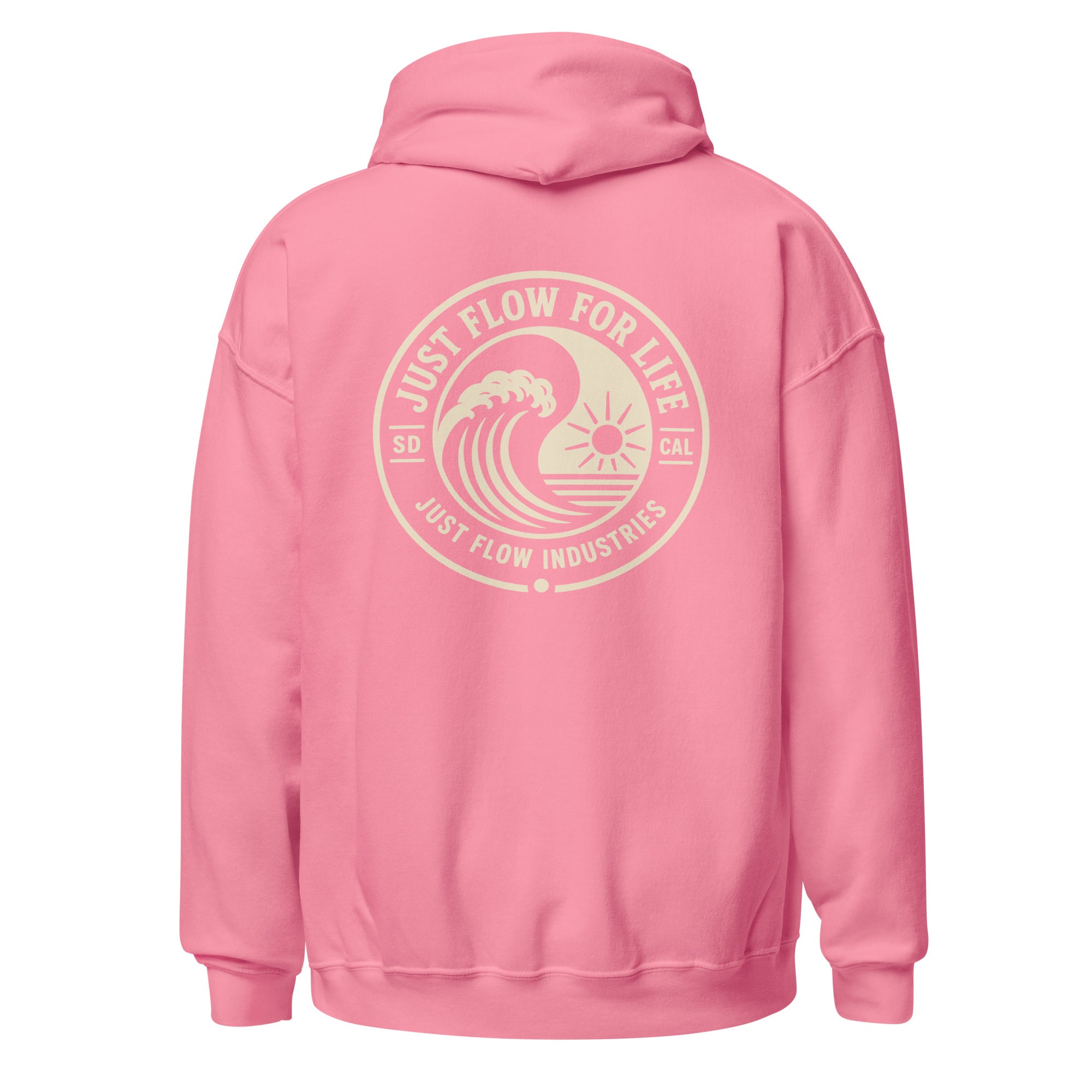 Circular Wave Crest hoodie in Azalea with the bone crest, back graphic