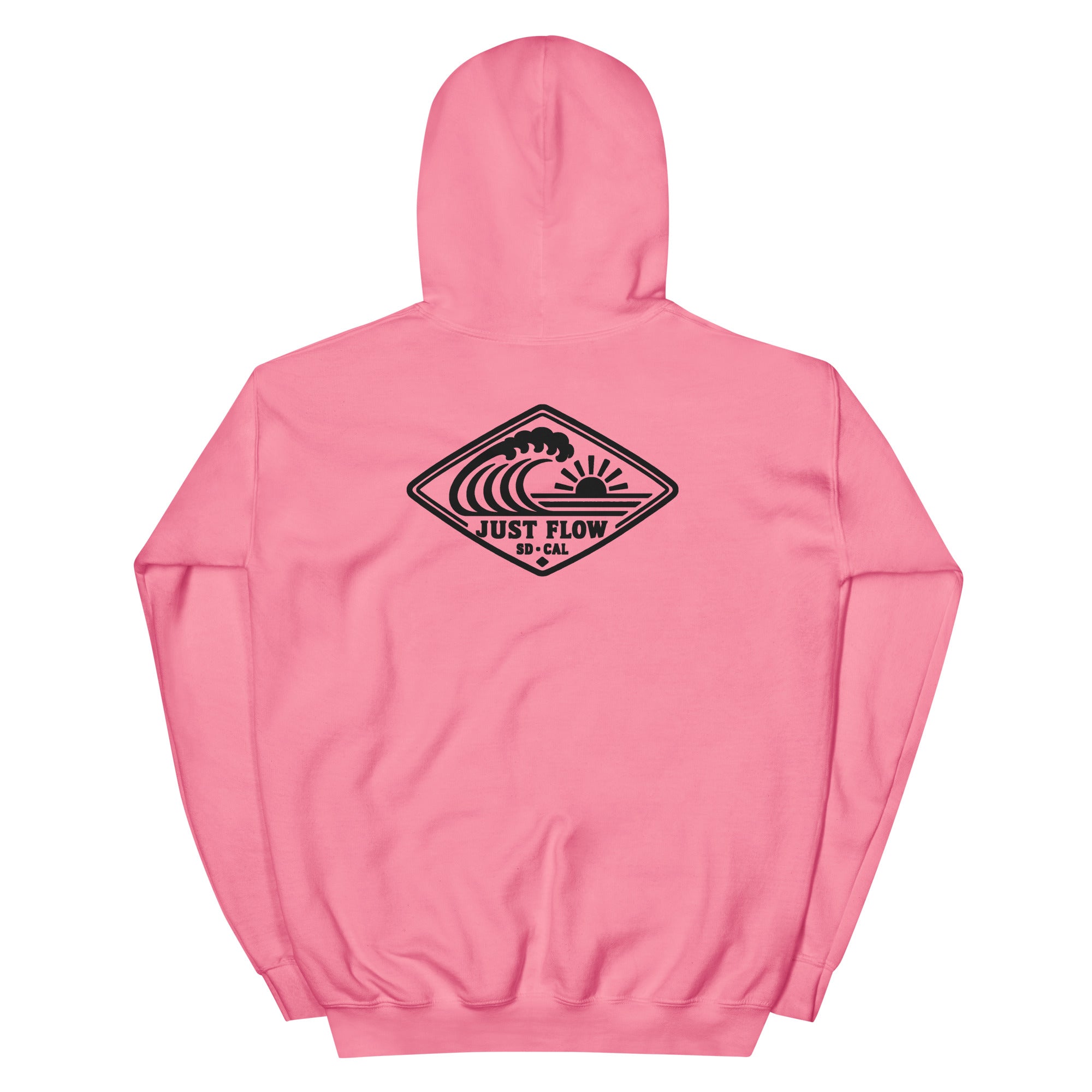 Horizontal Wave Diamond hoodie in Azalea with the black mark, back graphic