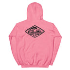 Horizontal Wave Diamond DTF hoodie in Azalea with the black mark, back graphic