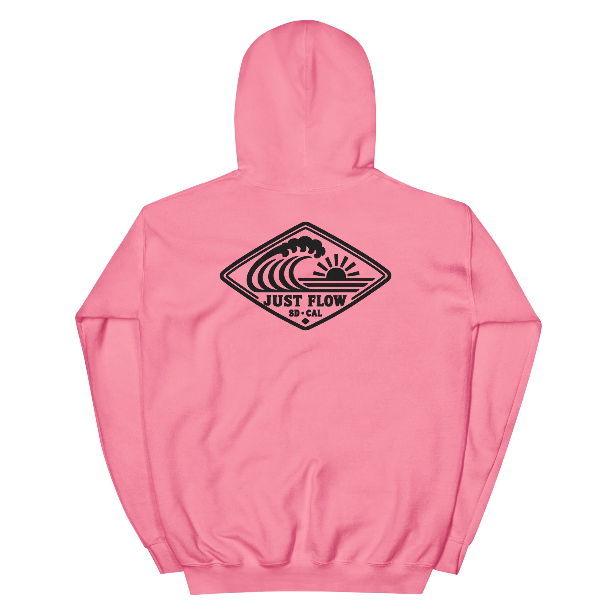 Horizontal Wave Diamond DTF hoodie in Azalea with the black mark, back graphic