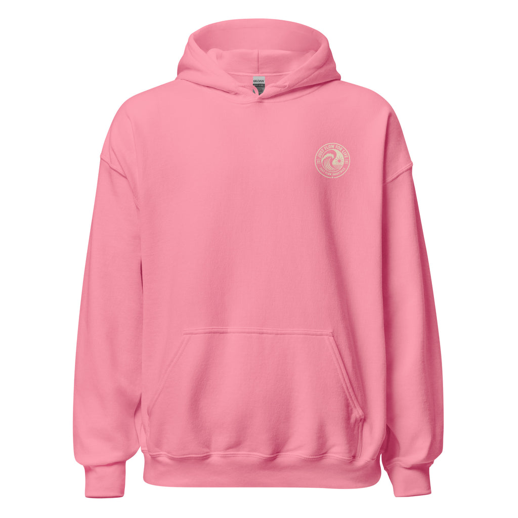 Circular Wave Crest hoodie in Azalea with the bone crest, front