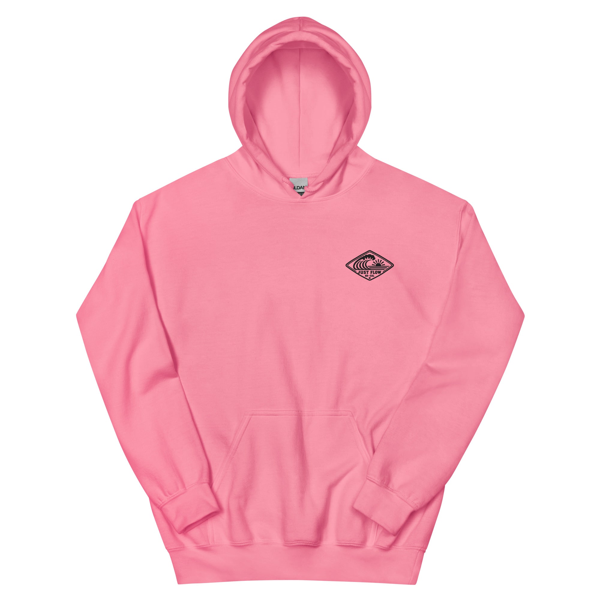 Horizontal Wave Diamond hoodie in Azalea with the black mark, front