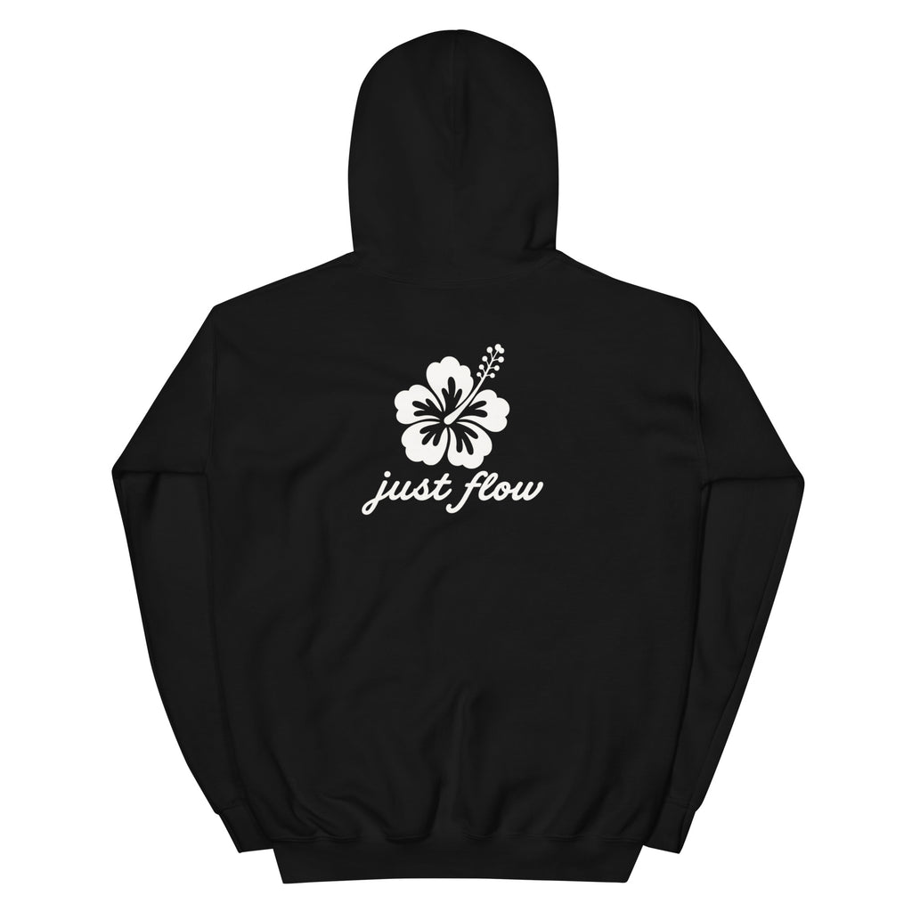 Hibiscus Script Hoodie in Black, back print