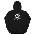 Hibiscus Script Hoodie in Black, back print