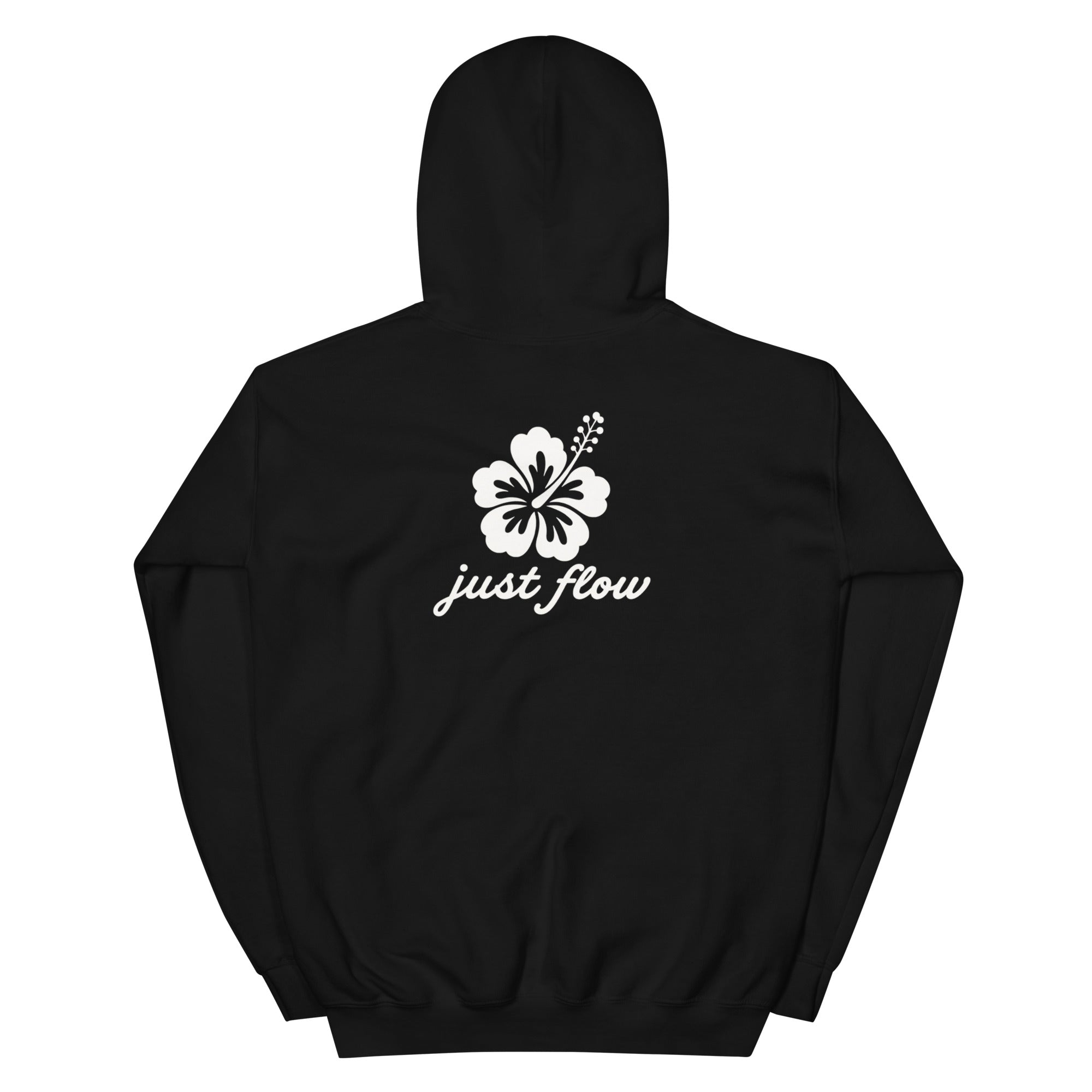 Hibiscus Script Hoodie in Black, back print