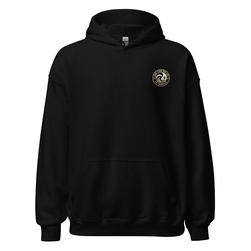 Circular Wave Crest hoodie in Black with the bone crest, front