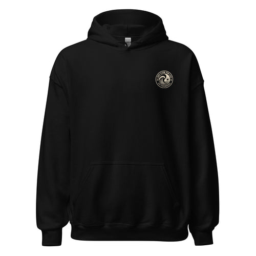 Circular Wave Crest hoodie in Black with the bone crest, front