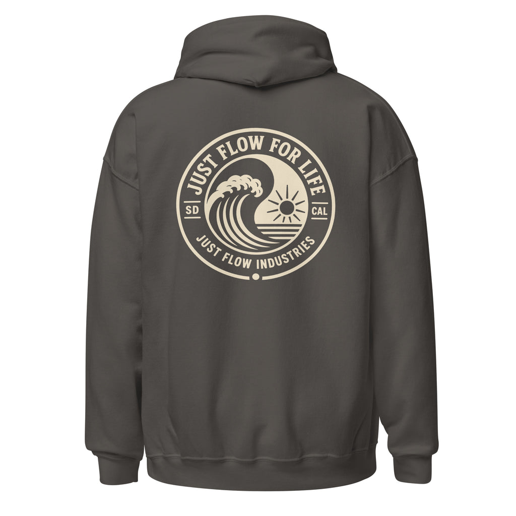 Circular Wave Crest hoodie in Charcoal with the bone crest, back graphic