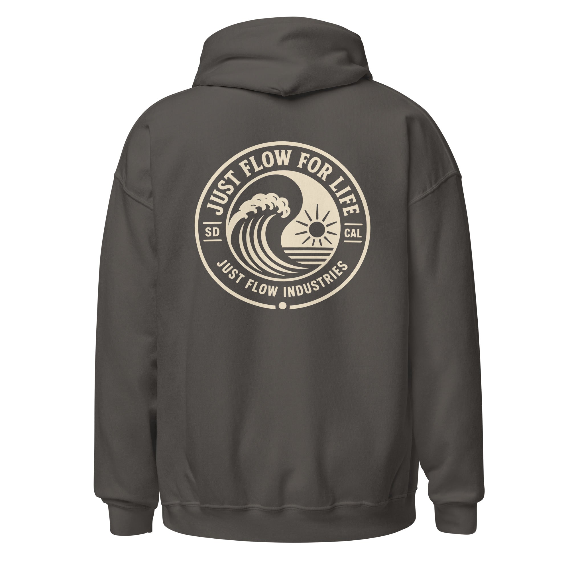 Circular Wave Crest hoodie in Charcoal with the bone crest, back graphic