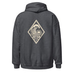 Vertical Wave Diamond DTF Hoodie in Dark Heather, back graphic