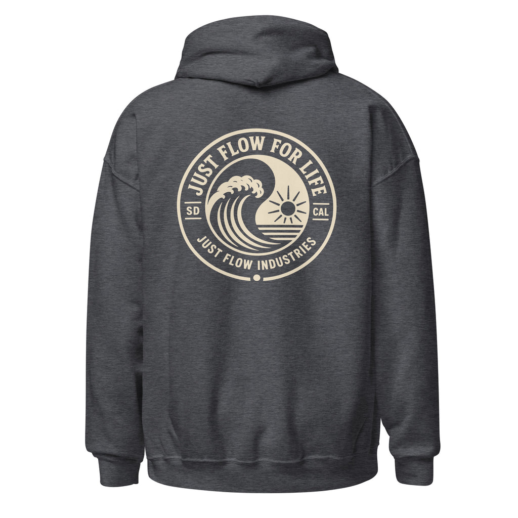 Circular Wave Crest hoodie in Dark Heather with the bone crest, back graphic