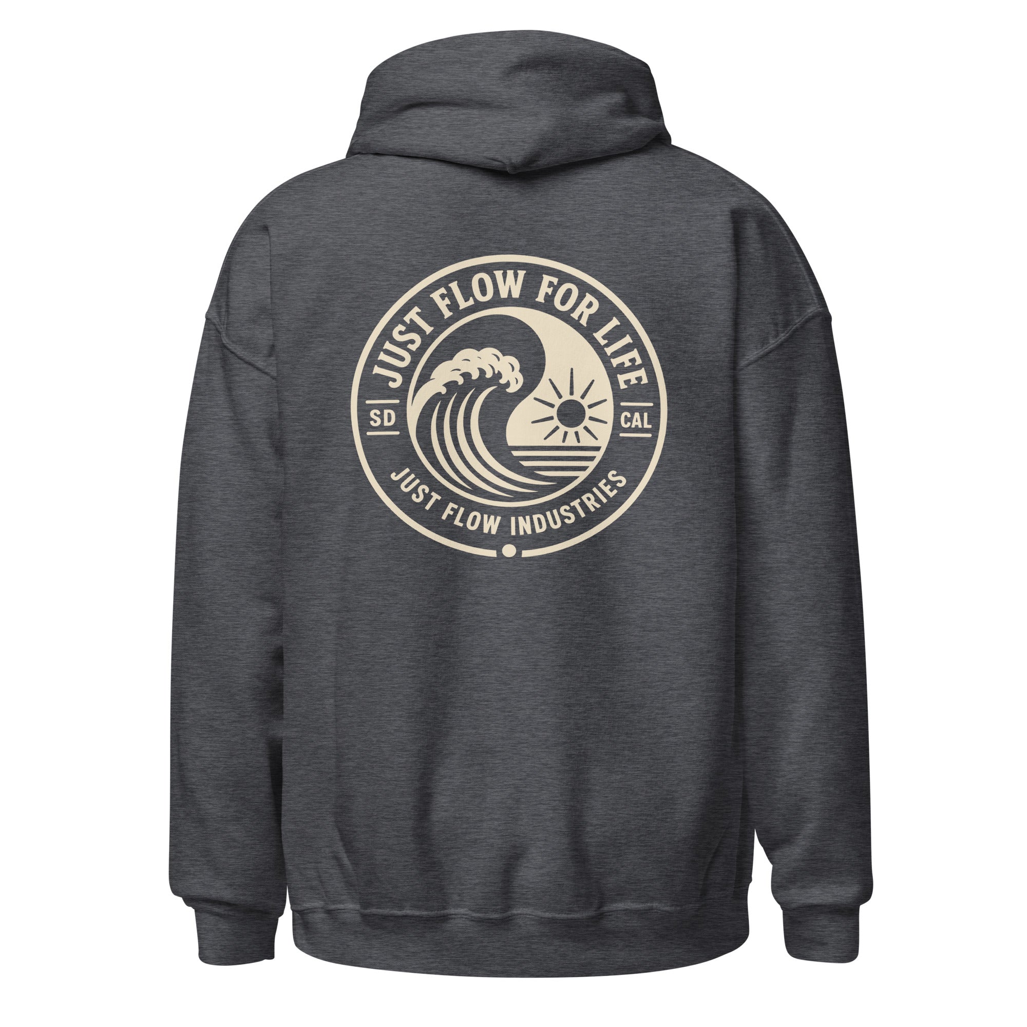 Circular Wave Crest hoodie in Dark Heather with the bone crest, back graphic