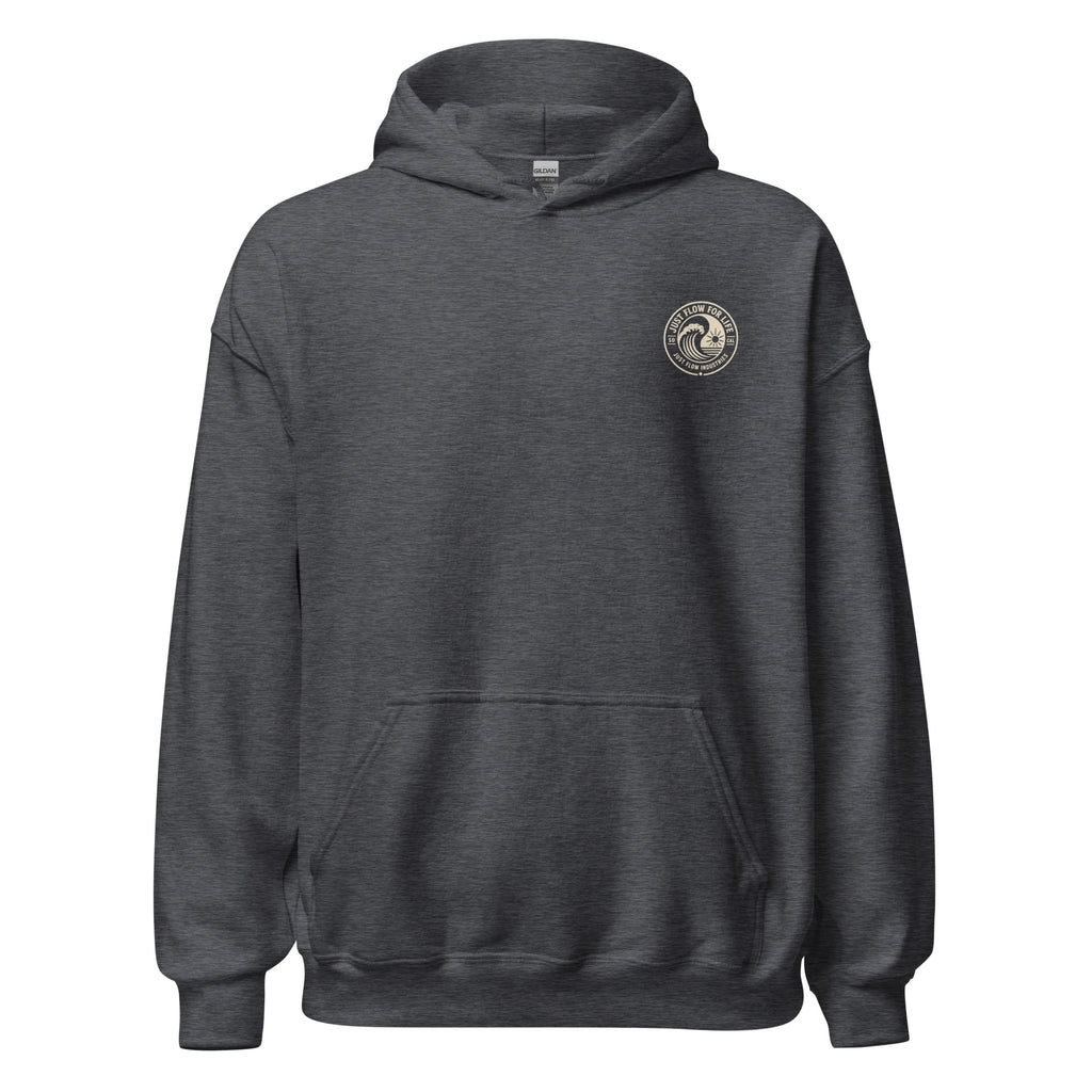 Circular Wave Crest hoodie in Dark Heather with the bone crest, front