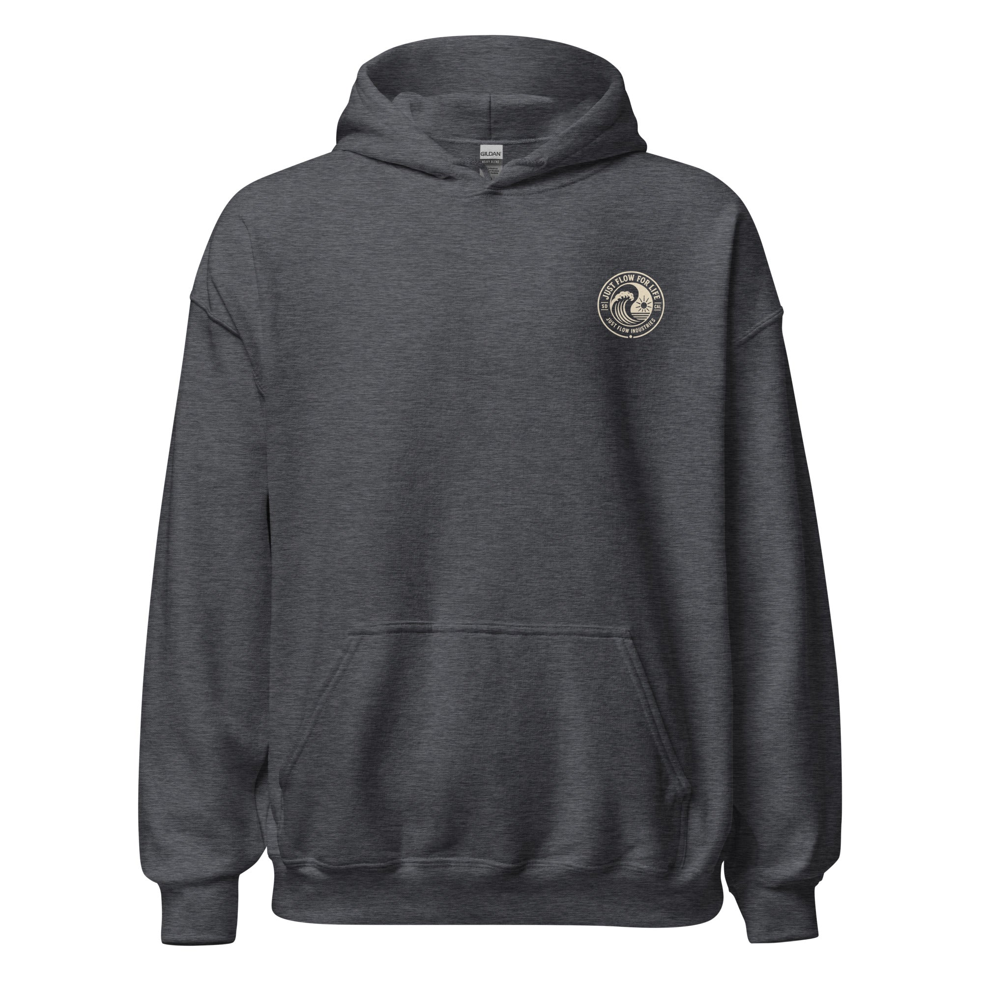 Circular Wave Crest hoodie in Dark Heather with the bone crest, front