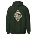 Vertical Wave Diamond DTF Hoodie in Forest Green, back graphic