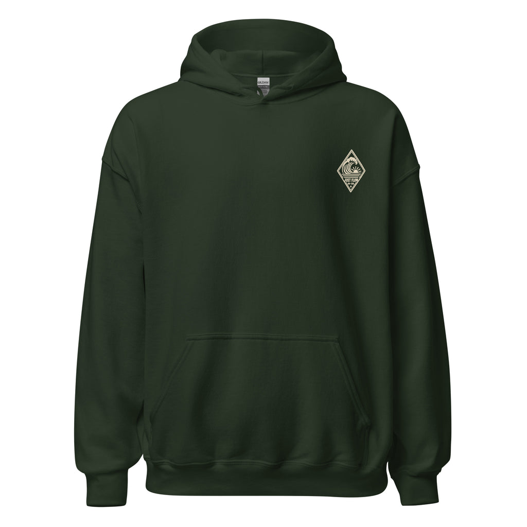 Vertical Wave Diamond DTF Hoodie in Forest Green, front