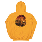 Golden Hour Beach Cruiser hoodie in Gold, back graphic