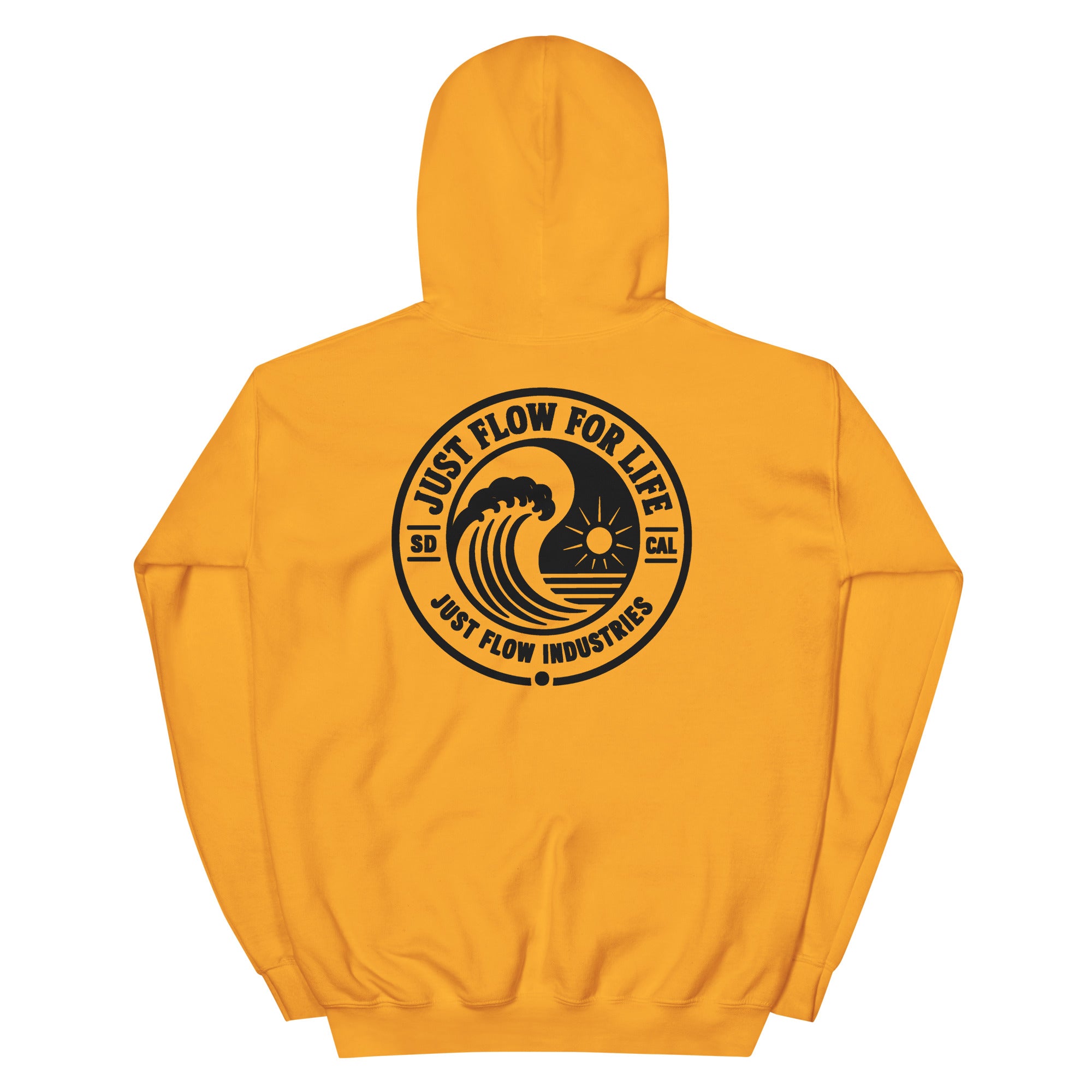 Circular Wave Crest hoodie in Gold with the black crest, back graphic