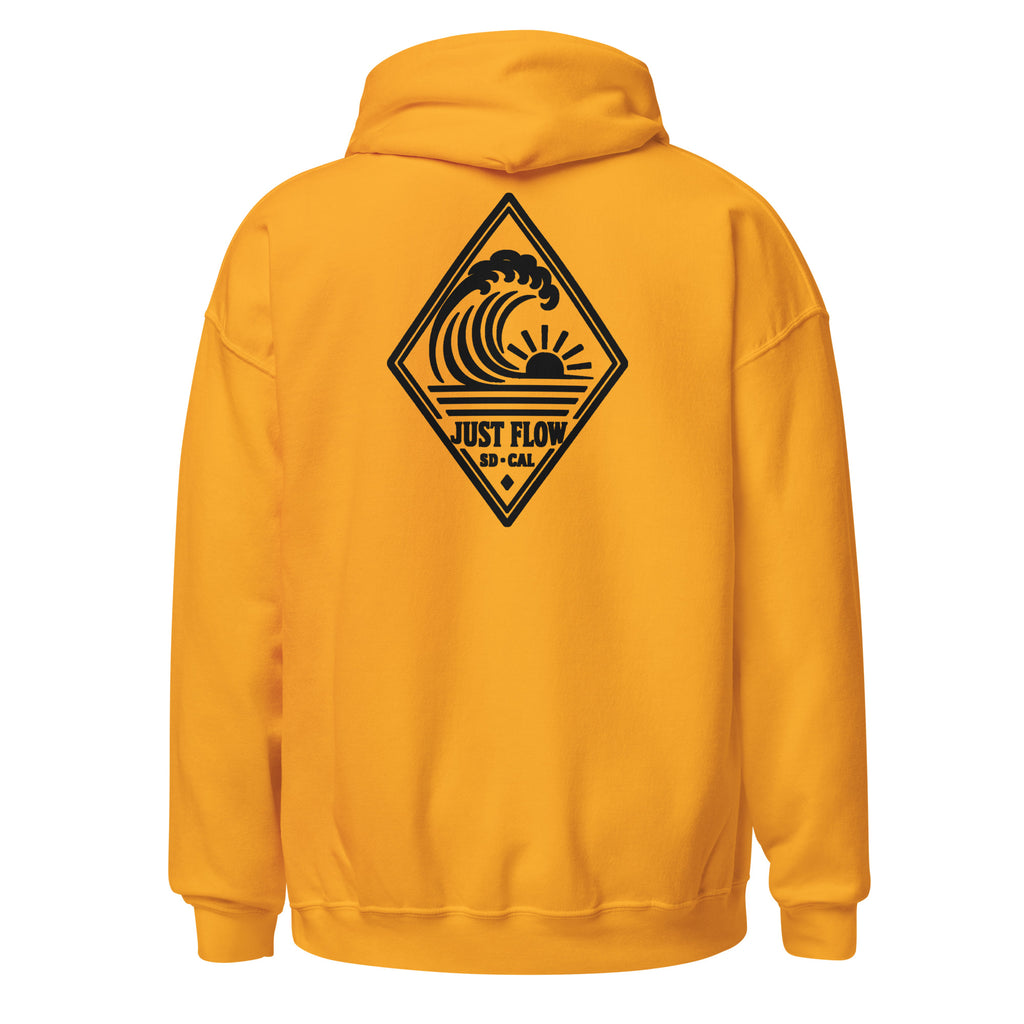 Vertical Wave Diamond hoodie in Gold with the black mark, back graphic