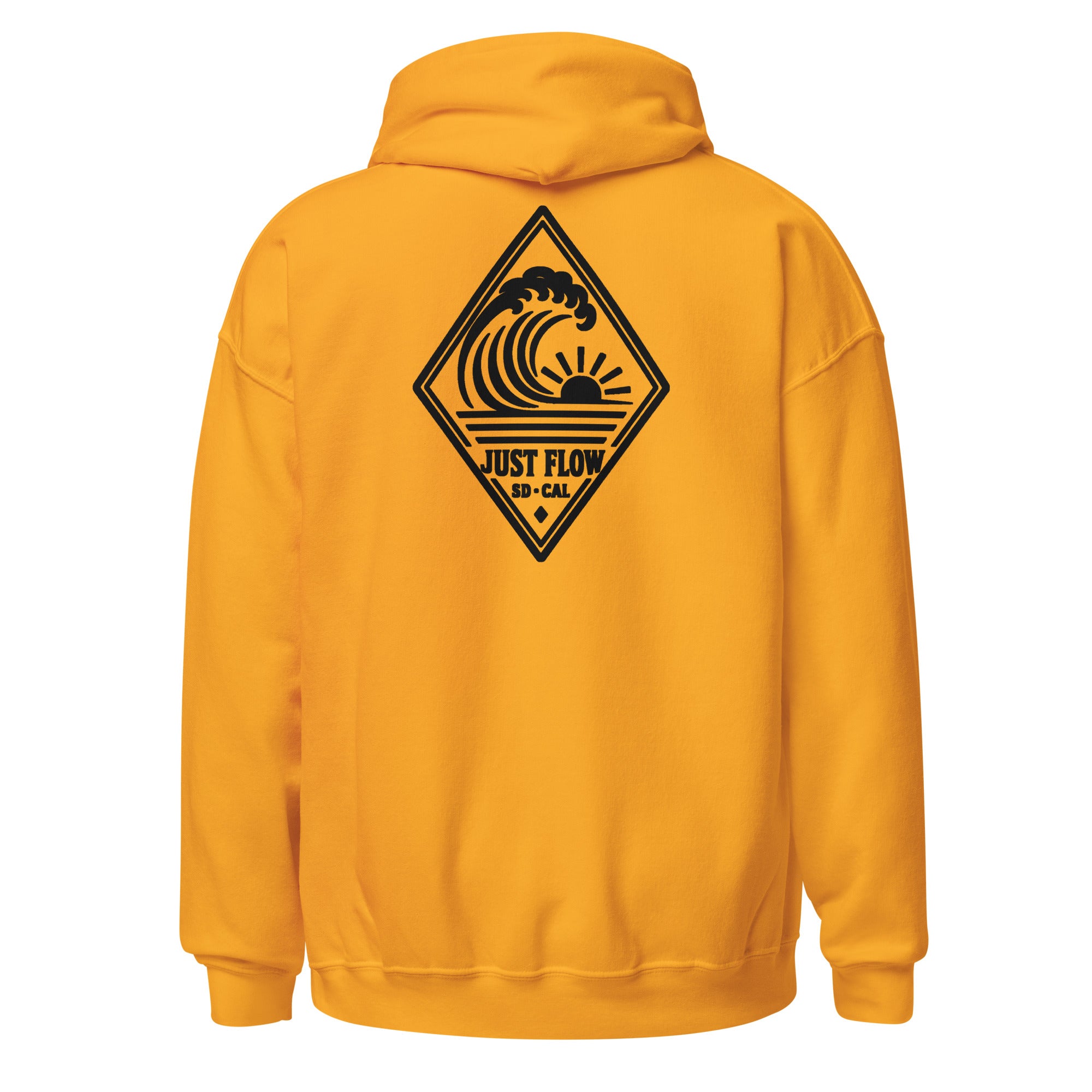 Vertical Wave Diamond hoodie in Gold with the black mark, back graphic