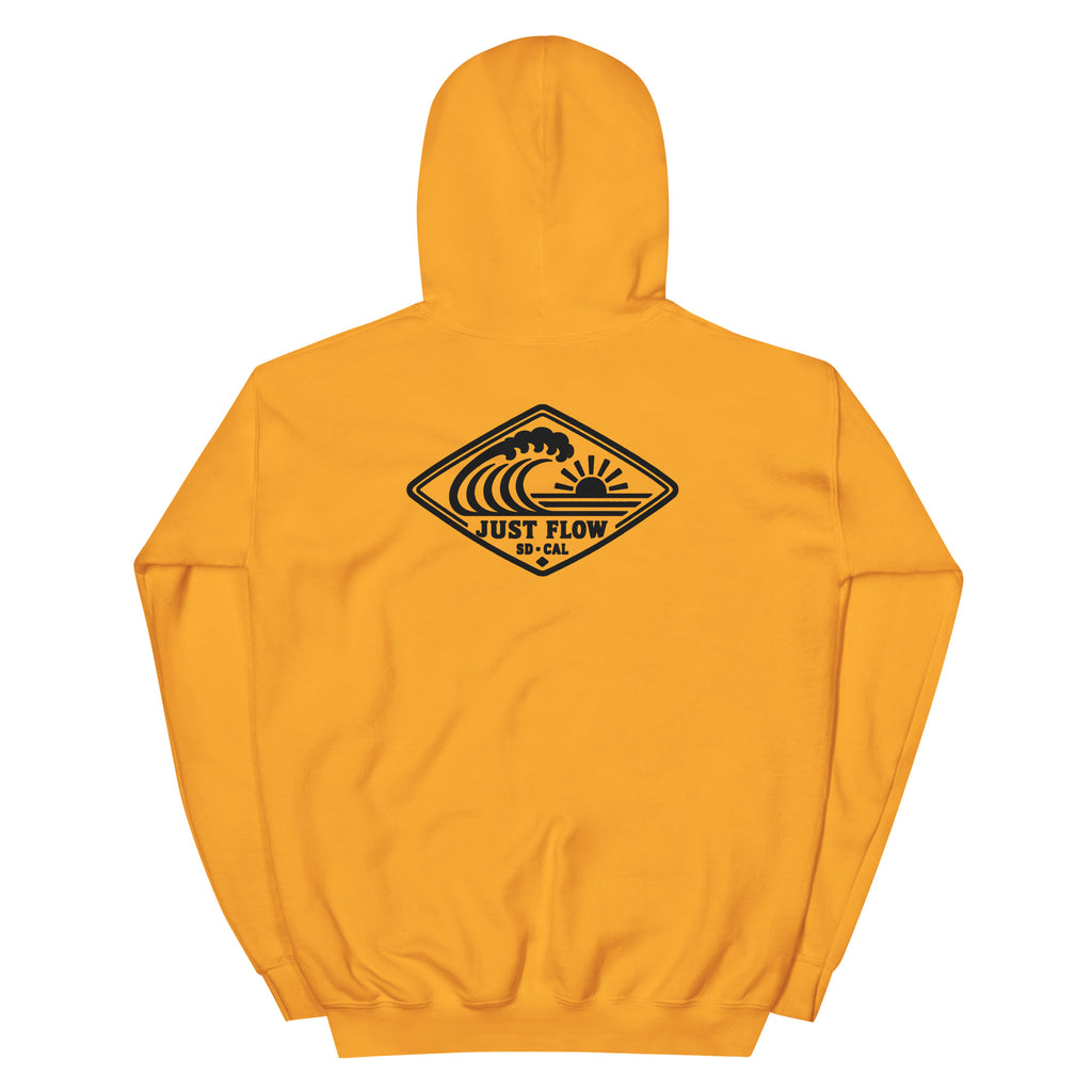 Horizontal Wave Diamond hoodie in Gold with the black mark, back graphic