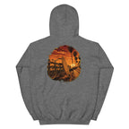 Golden Hour Beach Cruiser hoodie in Graphite Heather, back graphic