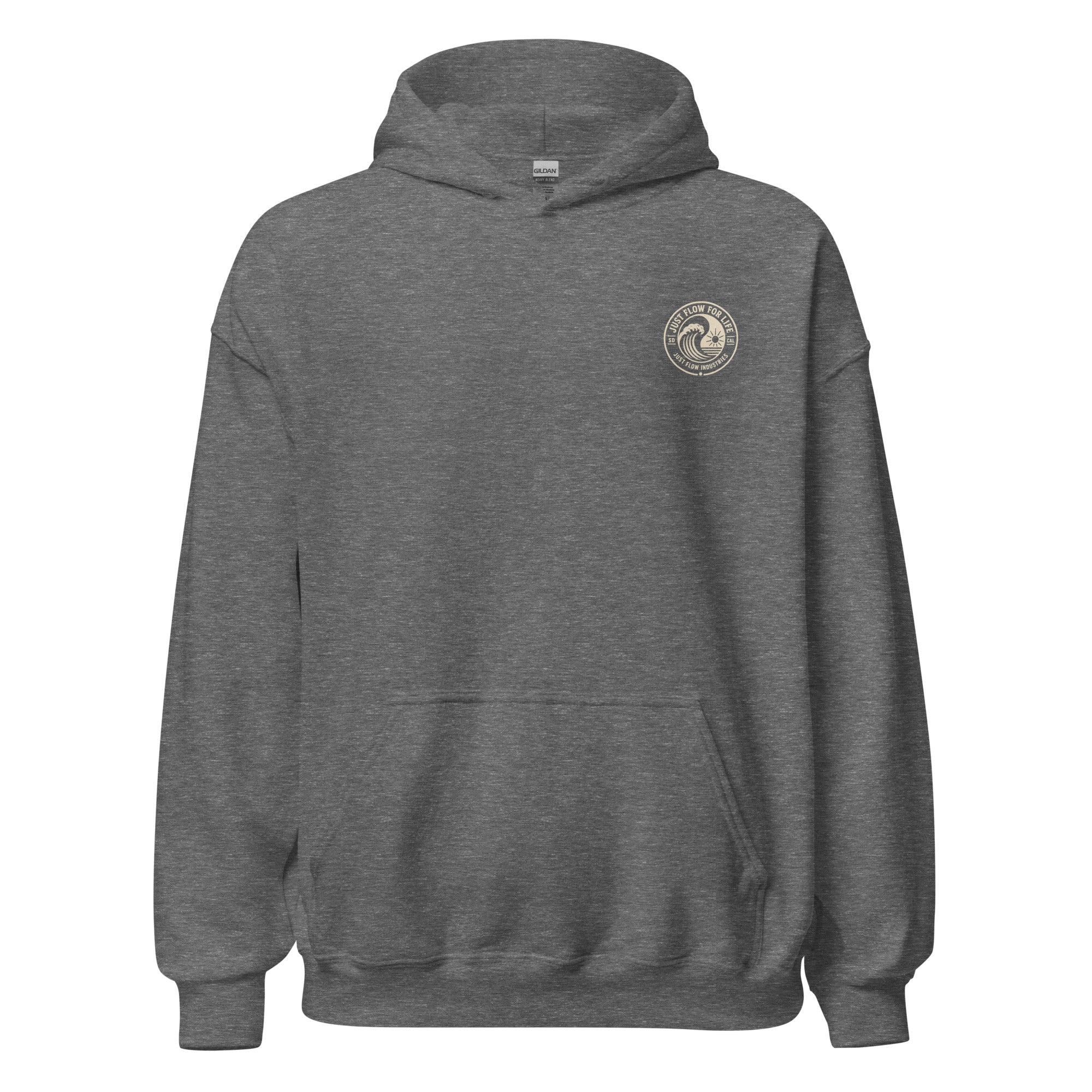 Circular Wave Crest hoodie in Graphite Heather with the bone crest, front
