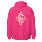 Vertical Wave Diamond DTF Hoodie in Heliconia, back graphic
