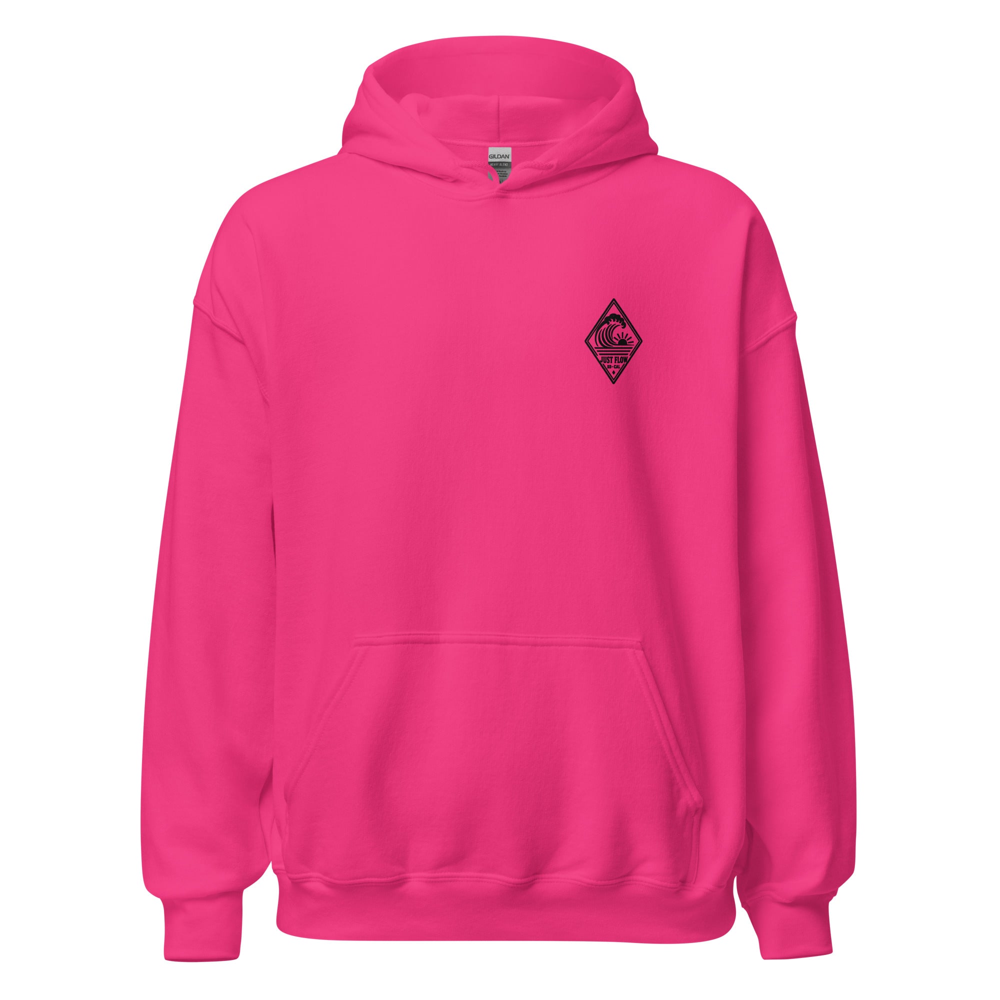 Vertical Wave Diamond hoodie in Heliconia with the black mark, front