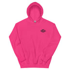Horizontal Wave Diamond DTF hoodie in Heliconia with the black mark, front