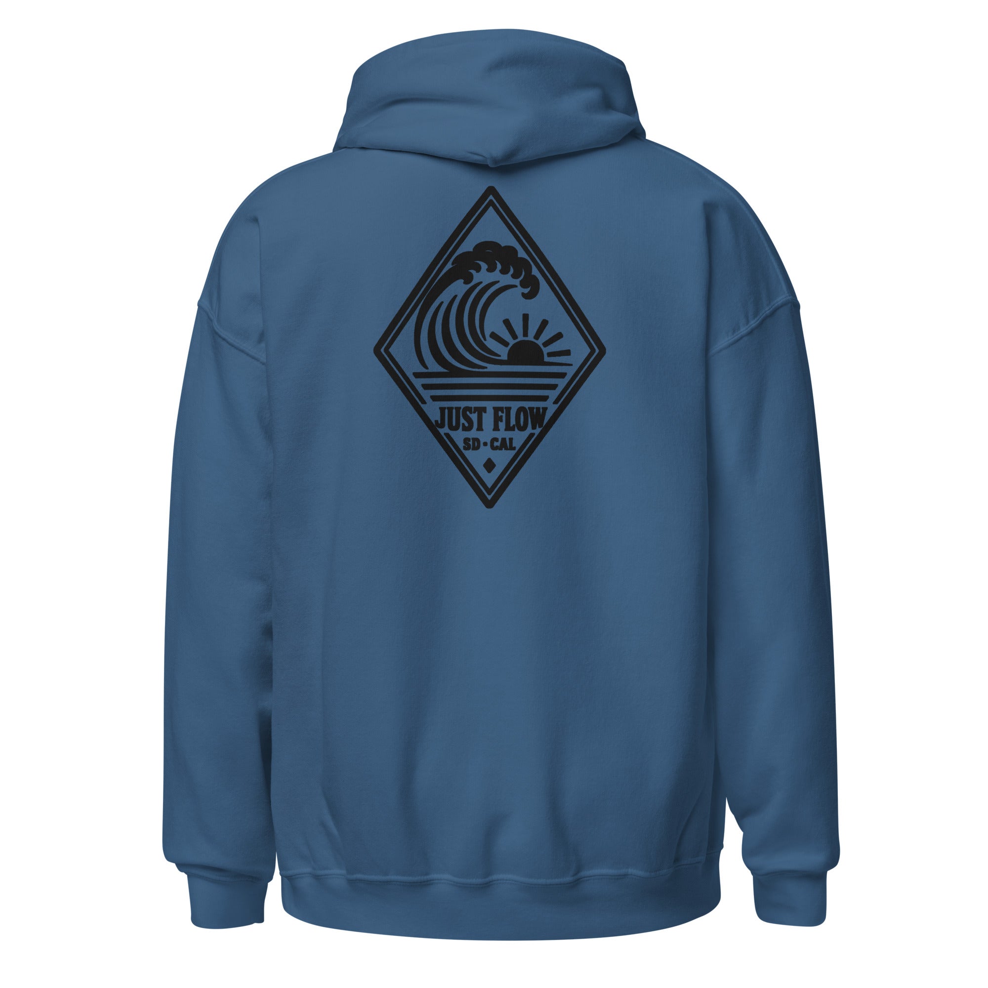 Vertical Wave Diamond hoodie in Indigo Blue with the black mark, back graphic