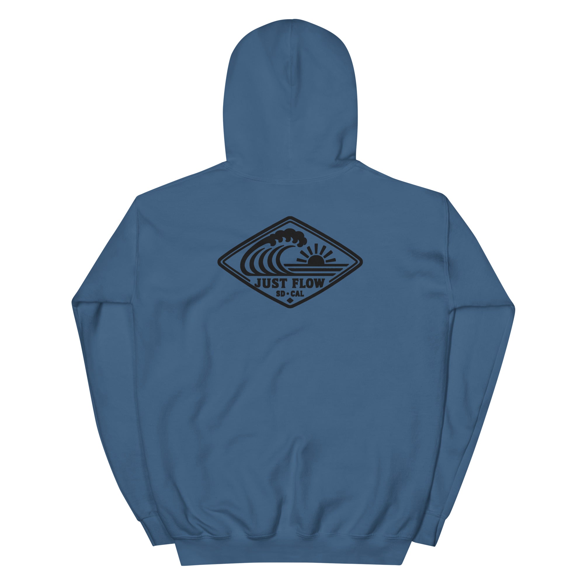 Horizontal Wave Diamond hoodie in Indigo Blue with the black mark, back graphic