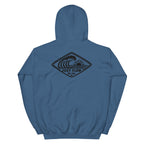 Horizontal Wave Diamond DTF hoodie in Indigo Blue with the black mark, back graphic