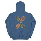 Palm Frond Hoodie in Indigo Blue, back print