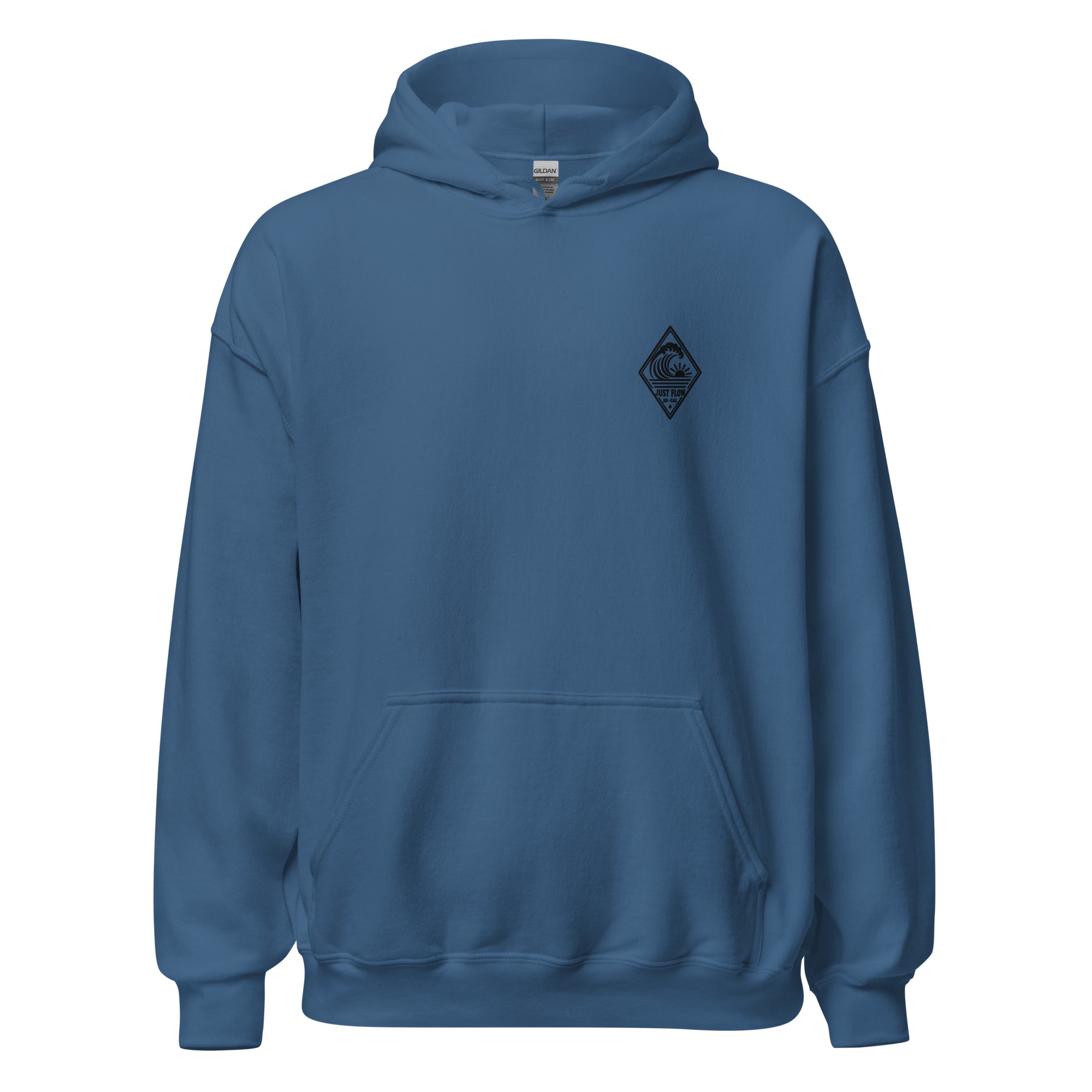 Vertical Wave Diamond hoodie in Indigo Blue with the black mark, front