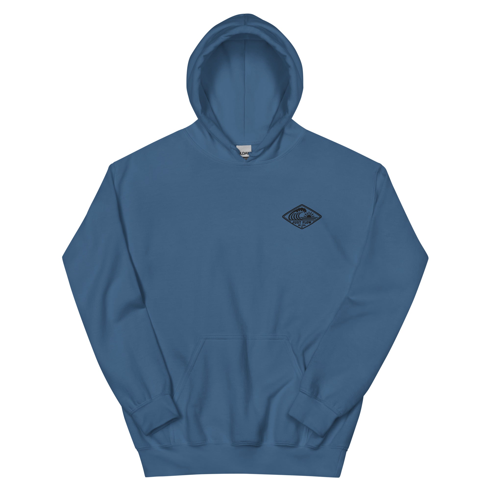 Horizontal Wave Diamond hoodie in Indigo Blue with the black mark, front