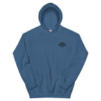 Horizontal Wave Diamond DTF hoodie in Indigo Blue with the black mark, front