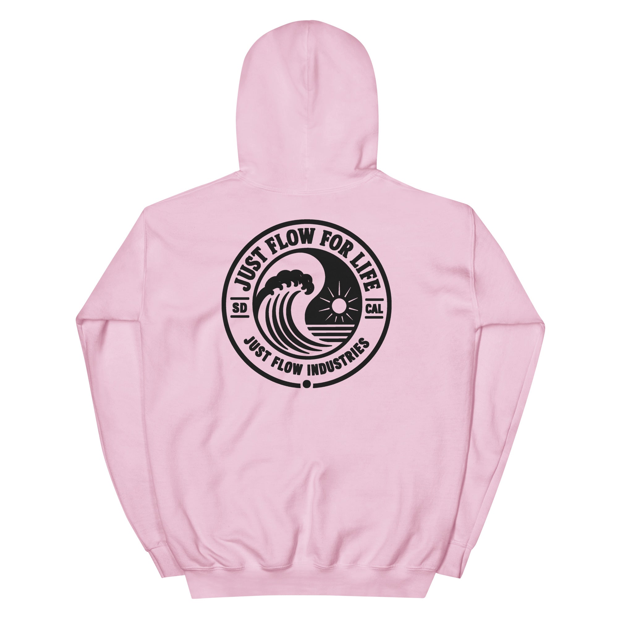Circular Wave Crest hoodie in Light Pink with the black crest, back graphic