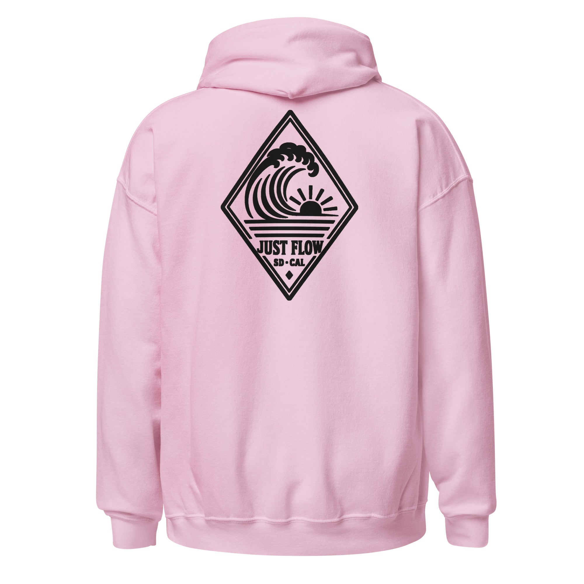 Vertical Wave Diamond hoodie in Light Pink with the black mark, back graphic