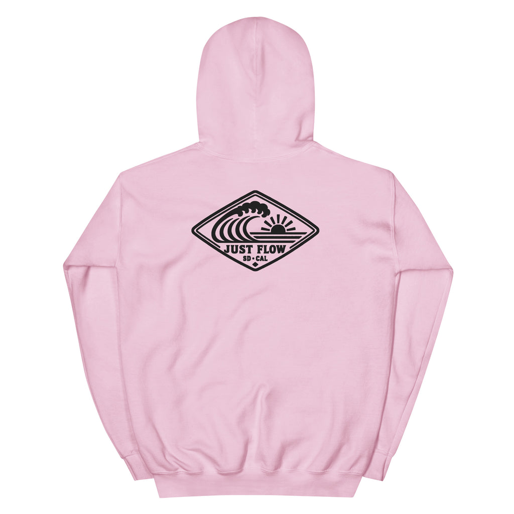 Horizontal Wave Diamond hoodie in Light Pink with the black mark, back graphic