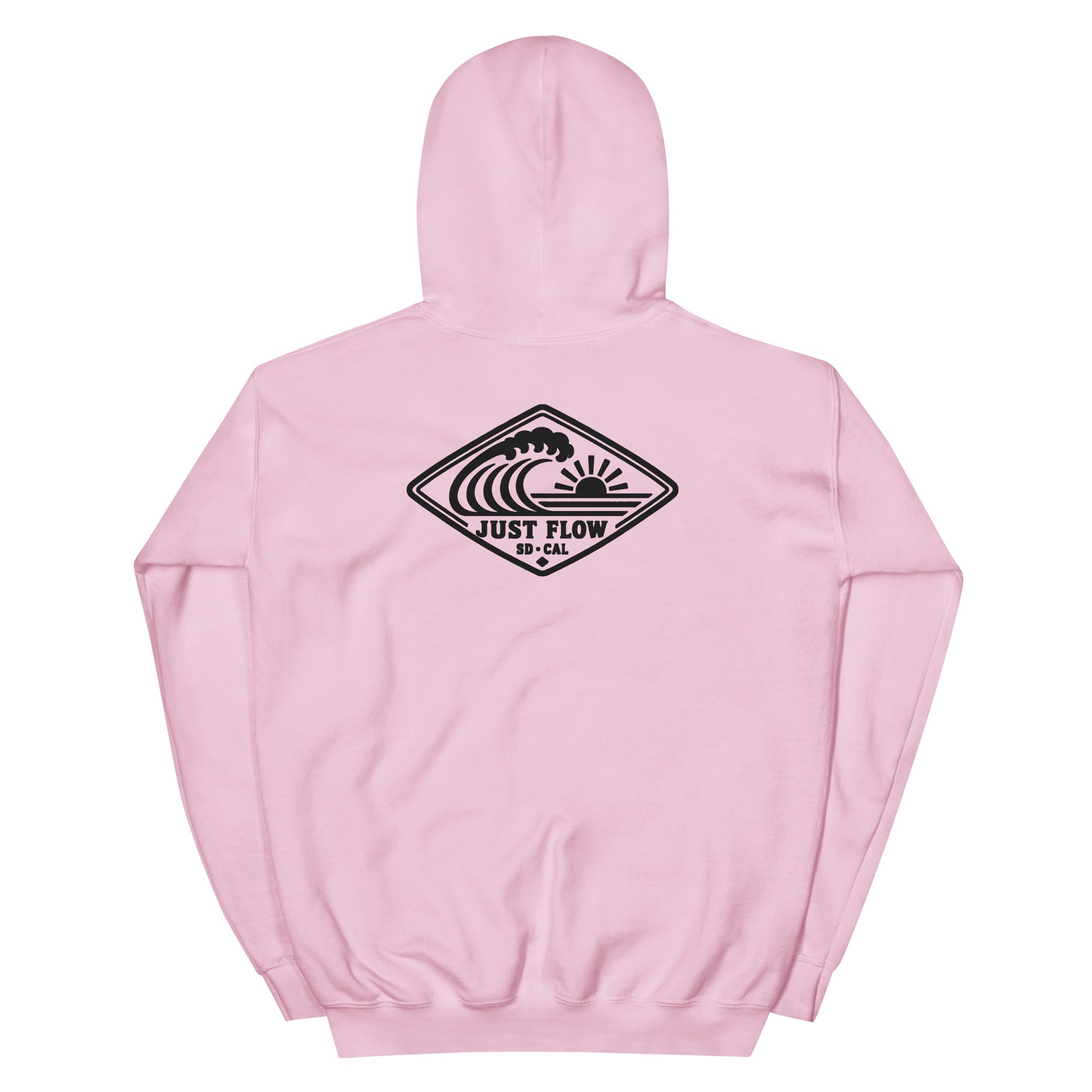 Horizontal Wave Diamond hoodie in Light Pink with the black mark, back graphic