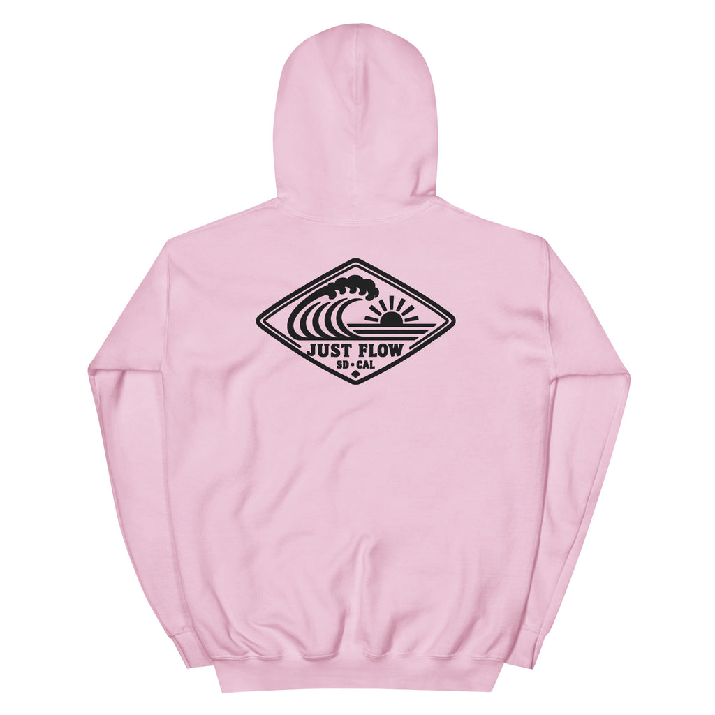 Horizontal Wave Diamond DTF hoodie in Light Pink with the black mark, back graphic